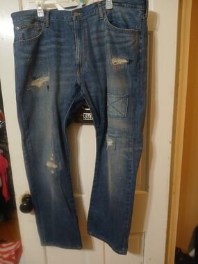 Ralph Lauren Men's Blue Distressed Straight Jeans